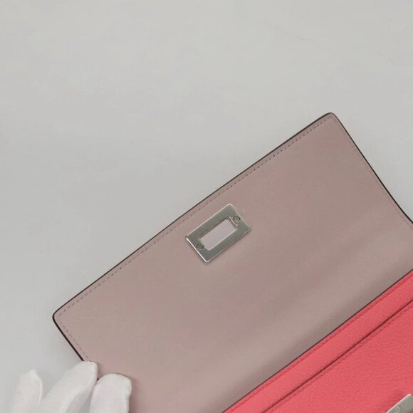 FENDI Peek A Boo Long Wallet Leather Pink 8M0427 - Picture 13 of 16